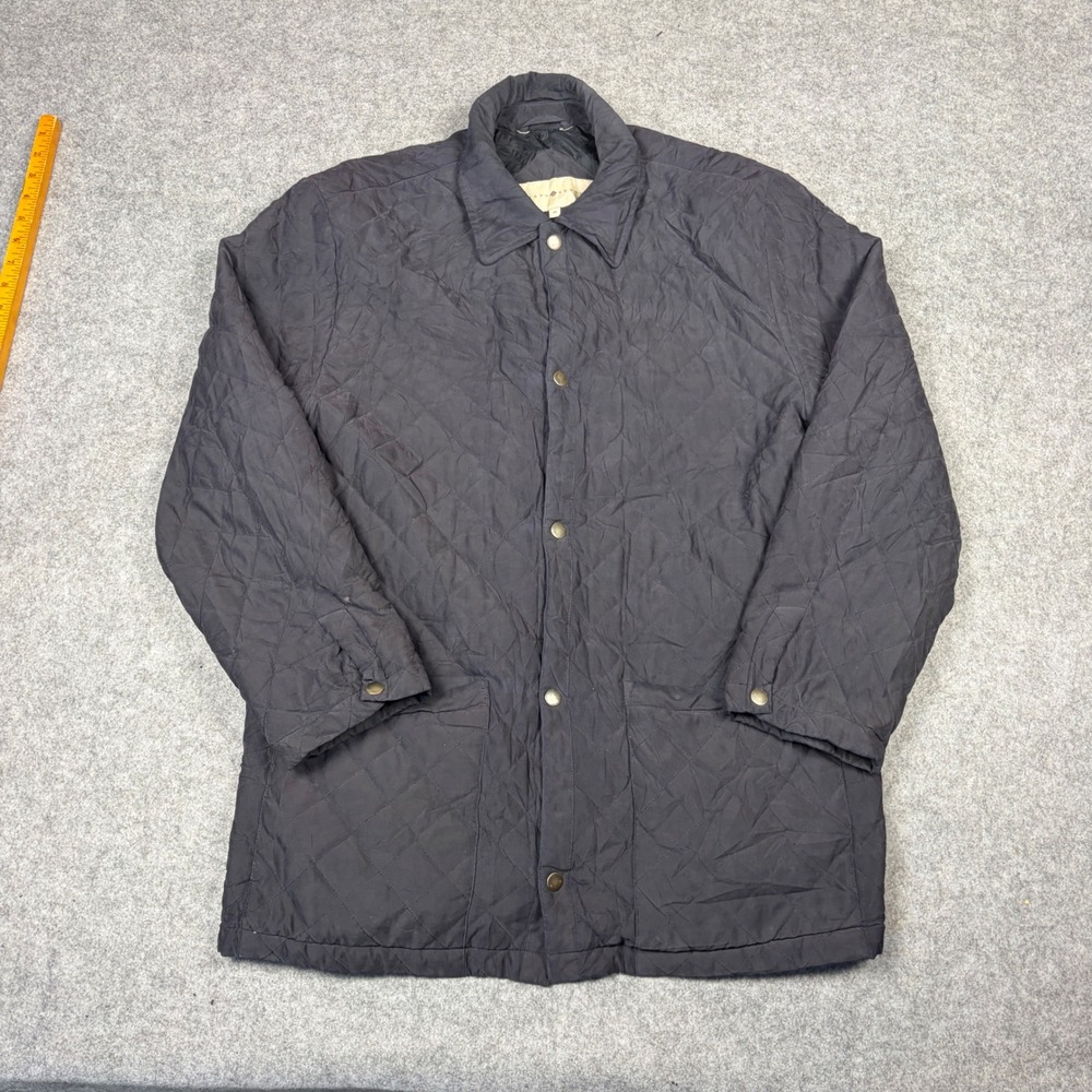 Joseph Abboud Mens Diamond Quilted Jacket Navy Blue Snap Front Coat Size M